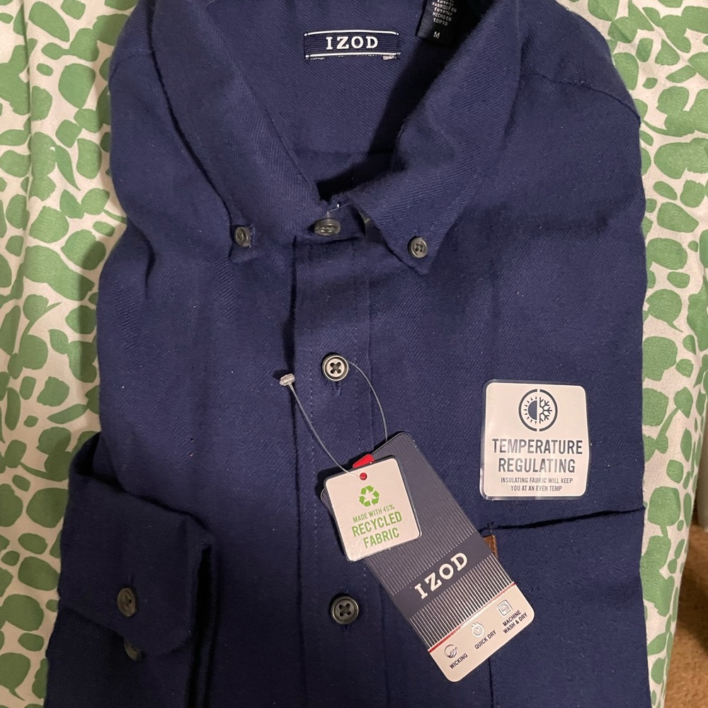 Izod Peacoat Blue Flannel Shirt with Tags